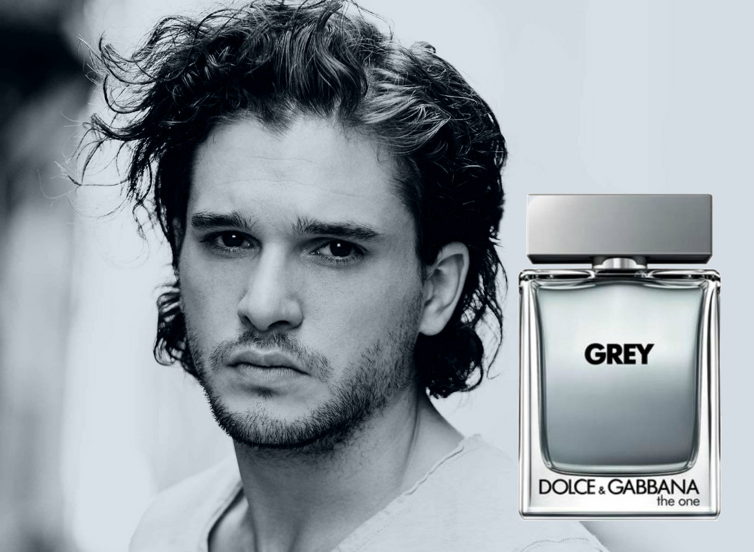 Kit Harington and bottle of Dolce&Gabbana The One Grey