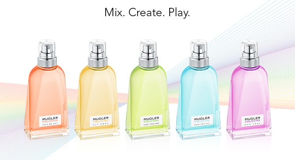 mugler rainbow collection of colognes flacons