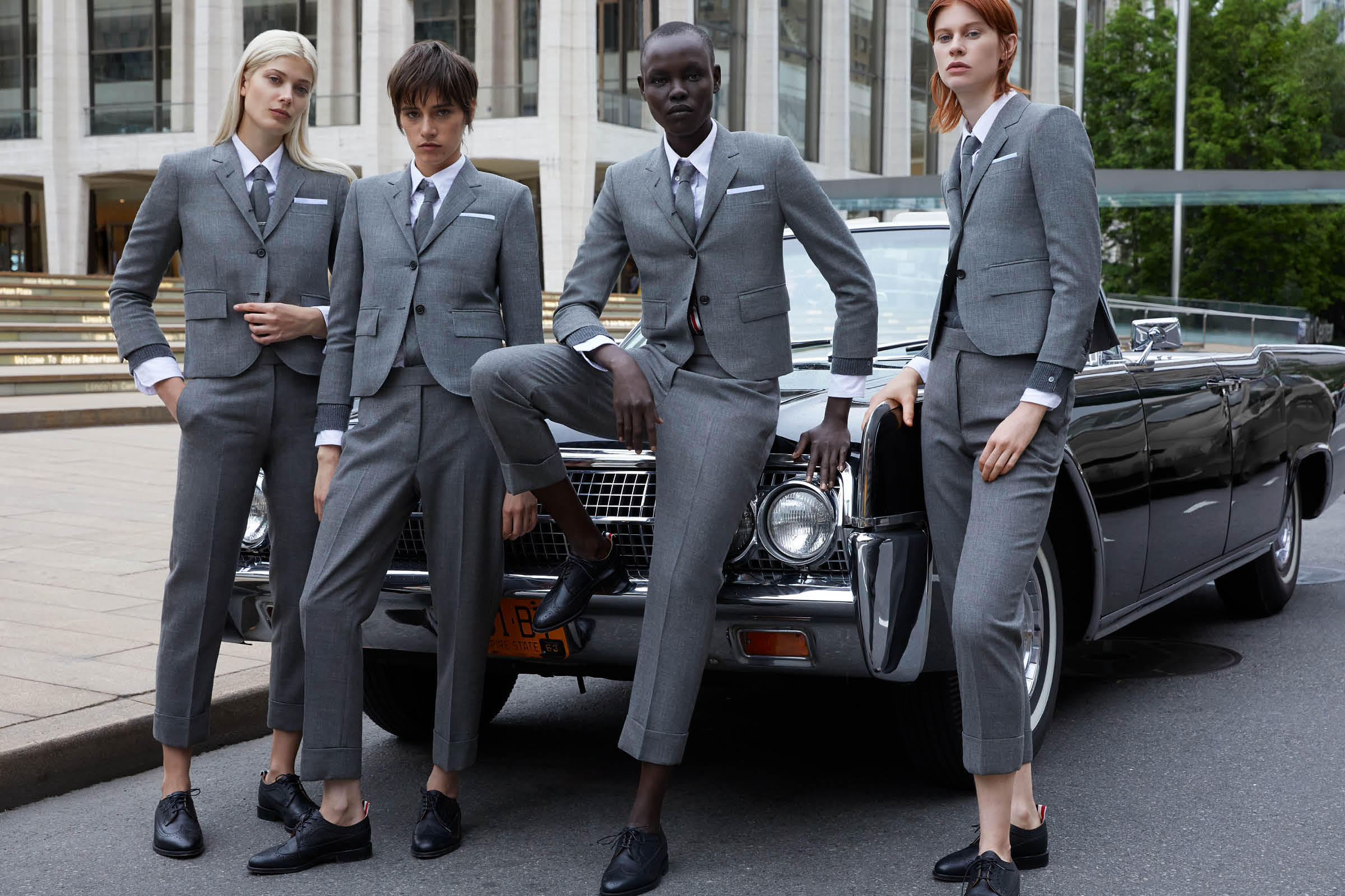 Thom Browne ad with suits